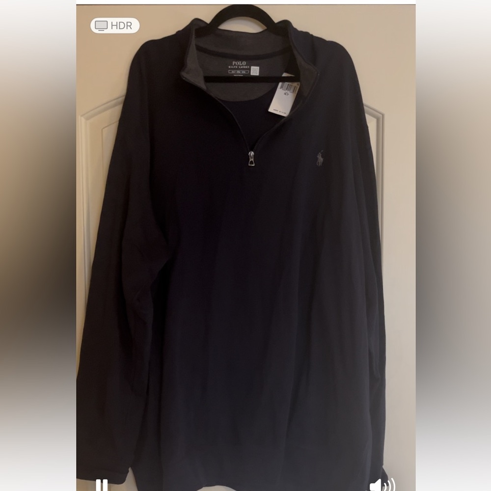 Navy Polo half zip sweatshirt 3XL